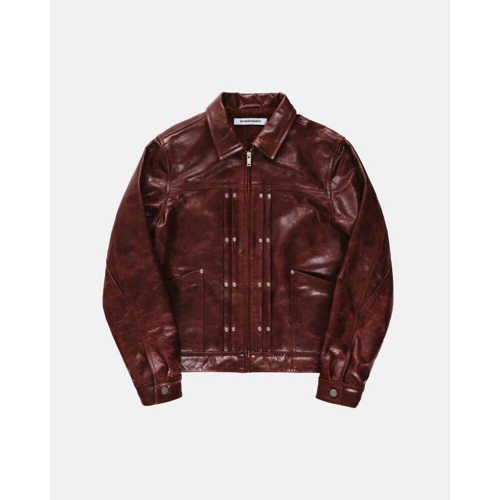 NO MAINTENANCE SIZE XL NEW W/ TAGS Double Rivet Leather Jacket Calfskin Oxblood
